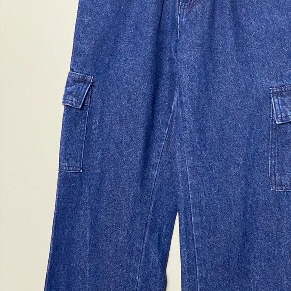 VINTAGE Stone Denim High Waisted Flared Leg Cargo Jeans - Picture 5 of 12